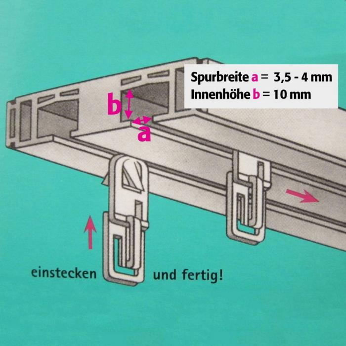 KlickFix Gleiter für Gardinen und Vorhänge mit Faltenlegehaken Gardinenhaken